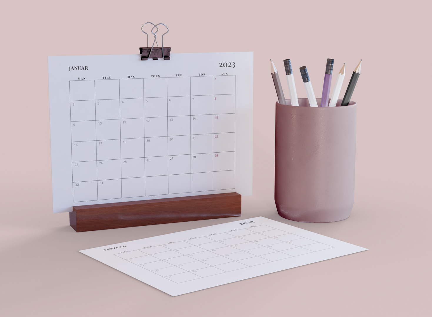 2023 print-selv kalender skabelon -