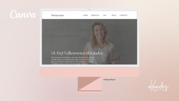 Kandes Canva skabelon til din 'om mig' side på din hjemmeside. Nem og enkel at redigere i Canva.